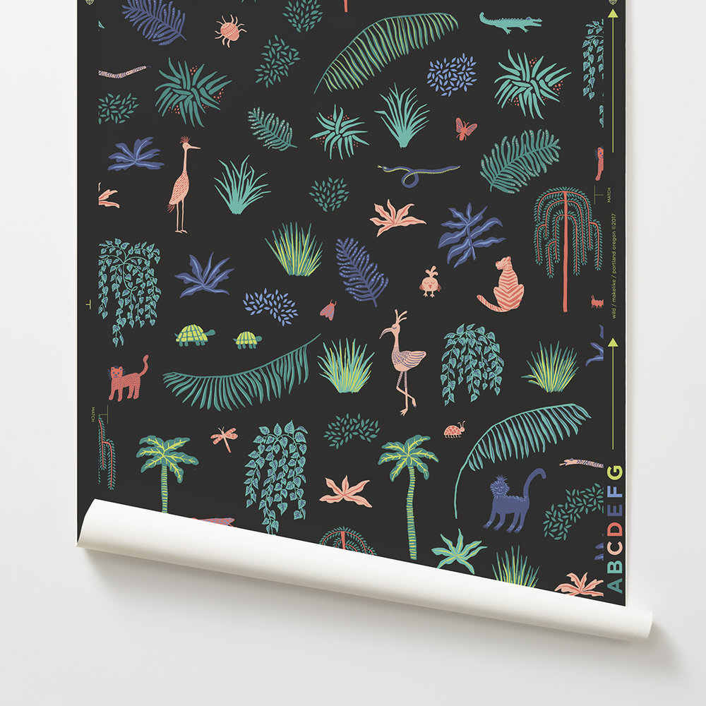 Wild - Bright on Black Wallcovering
