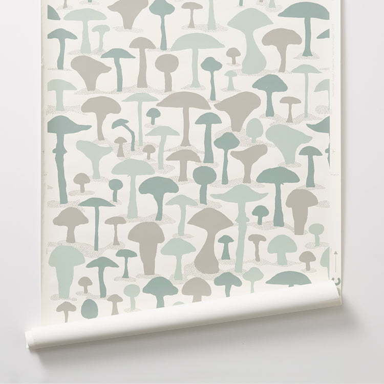 Mushroom - Blue Wallcovering