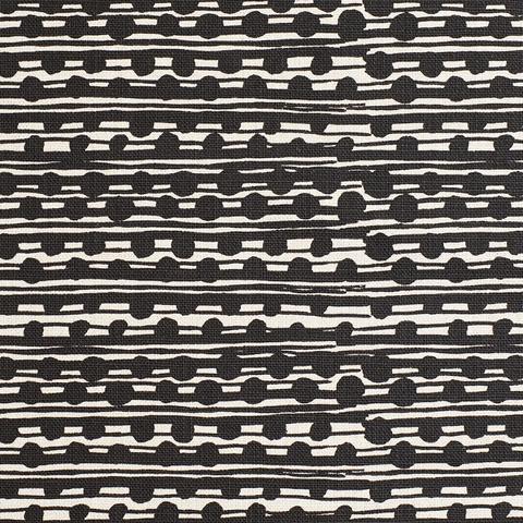 Gamal Black On Natural Linen Fabric