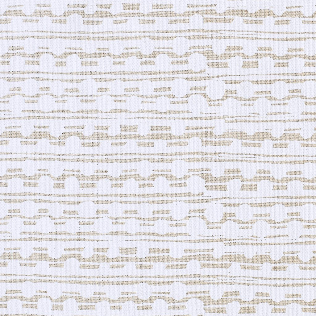Gamal White On Natural Linen Fabric