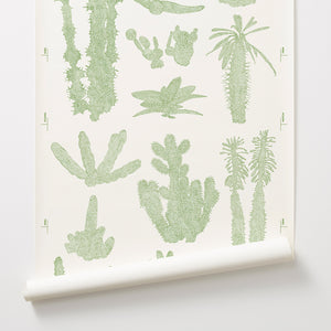 Pointy - Green on Off-White Wallcovering