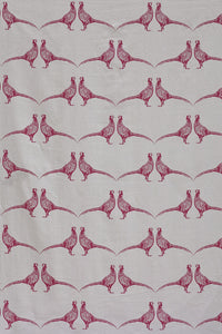 Pheasant - Pink on Cream Fabric