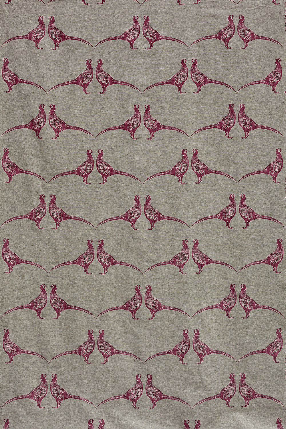 Pheasant - Pink on Natural Fabric