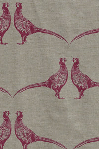 Pheasant - Pink on Natural Fabric