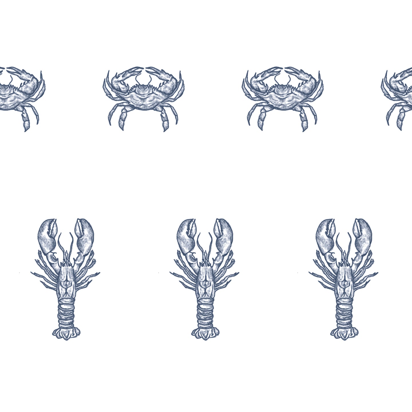 Pincher Crustaceans Nautical Navy Wallcovering