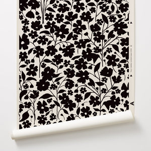 Posy - Black on Parchment Wallcovering