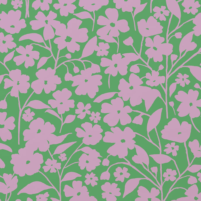 Posy - Lavender on Green Wallcovering