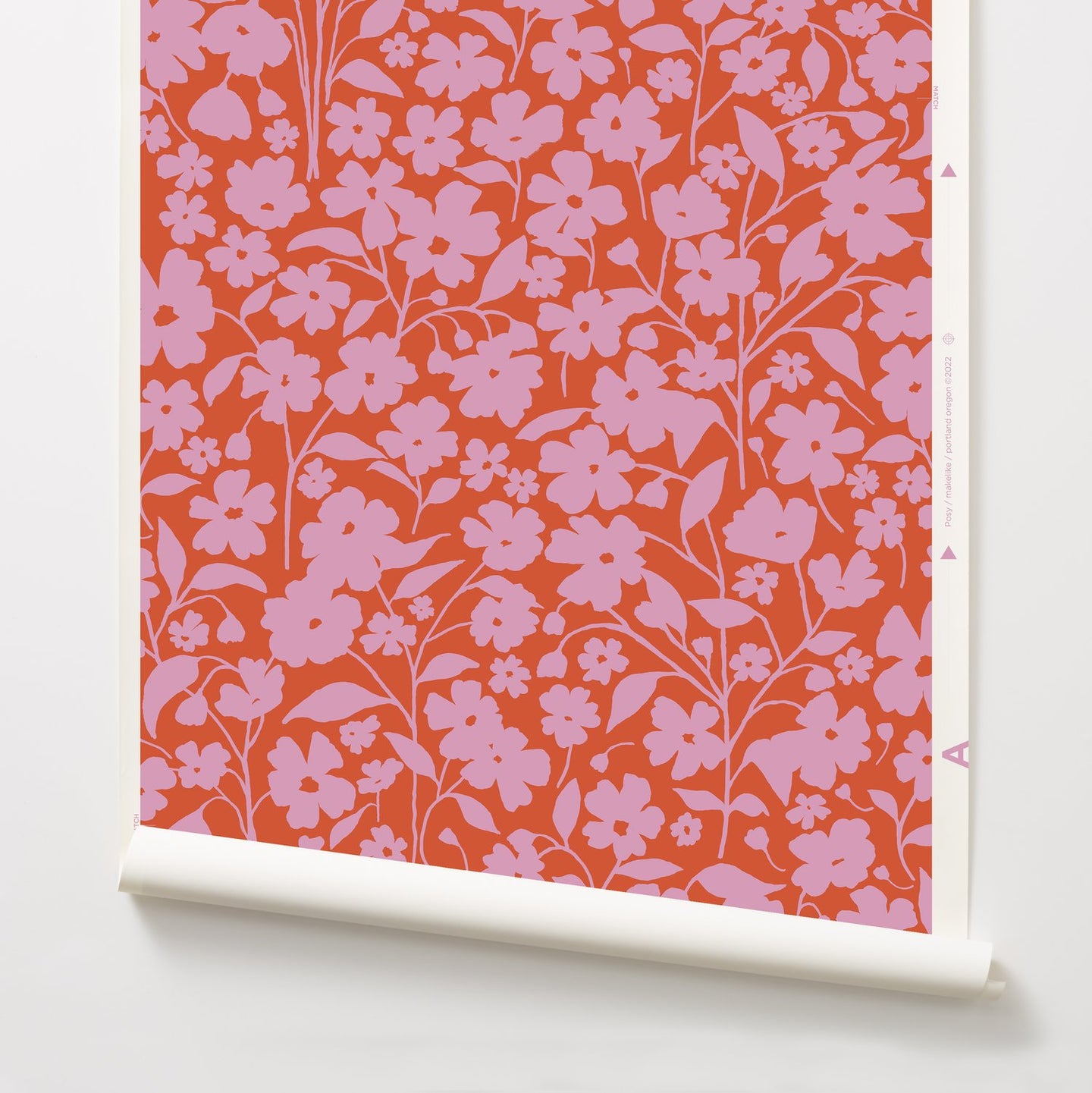 Posy - Pink on Red Wallcovering