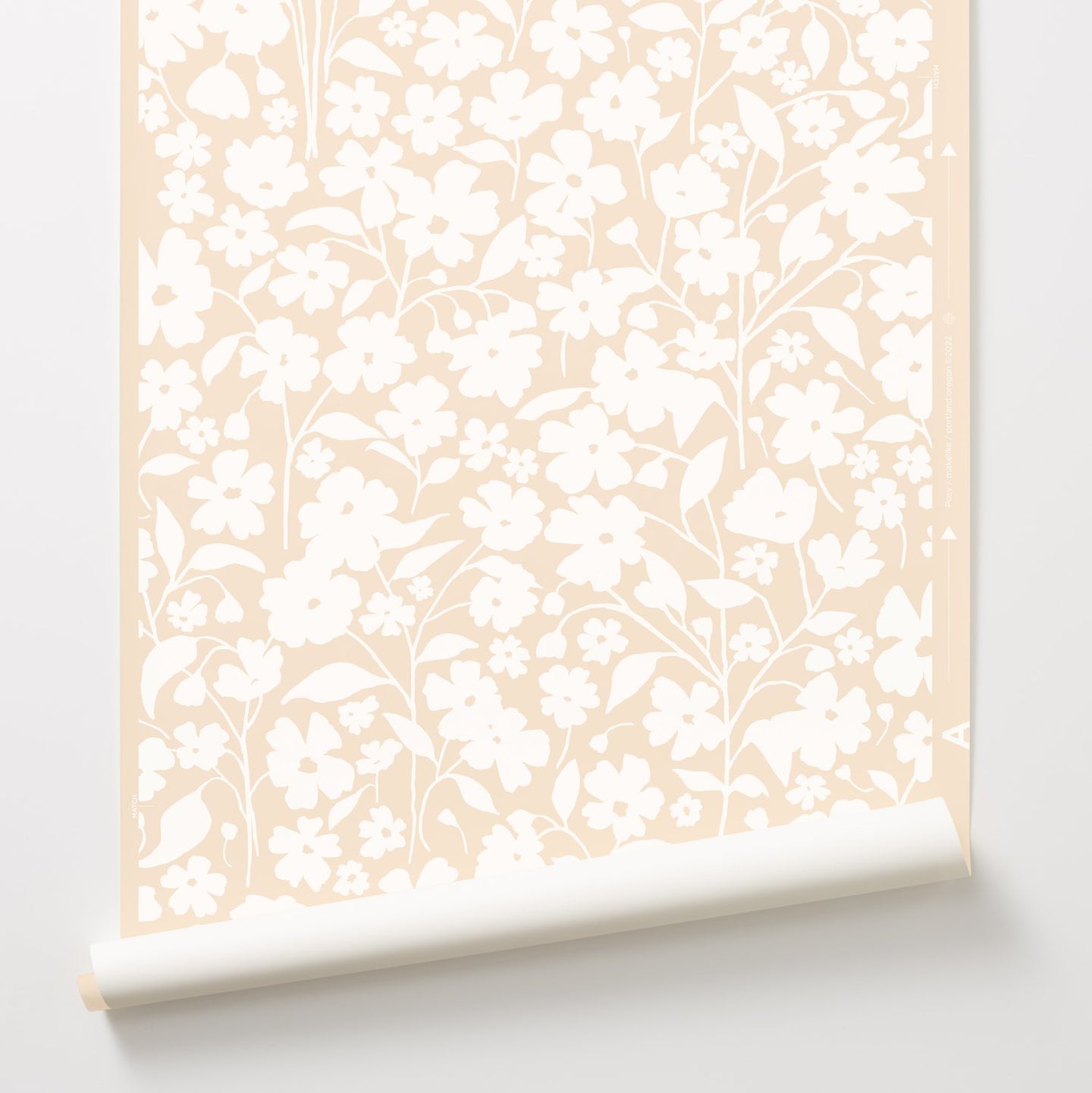 Posy - White on Blush Wallcovering