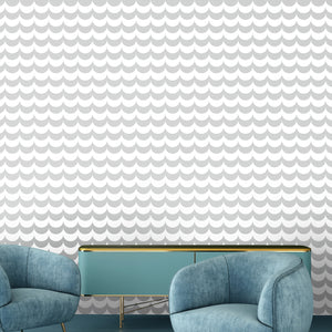 Scoop Grey on White Wallcovering