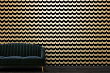 Load image into Gallery viewer, Scoop Black Flock on Gold Lustre Wallcovering