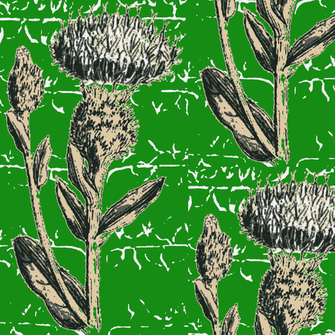 Thistle Espalier Cut Grass Fabric