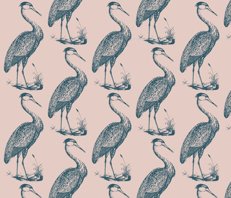 Blue Heron Mill Pink Prussian Wallcovering