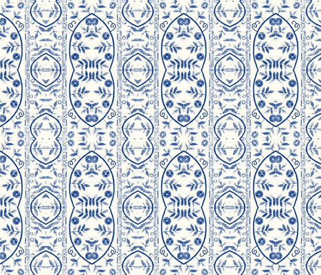 Casa Blanca Blue White Wallcovering