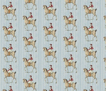 Load image into Gallery viewer, Lady Equestrian On Blue Floral Stripe Wallcovering