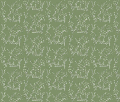 Minton Branch Fern White Dove Wallcovering