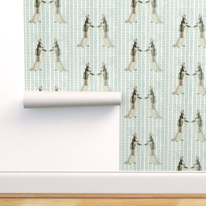 Poltergeist on Green Stripe Wallcovering