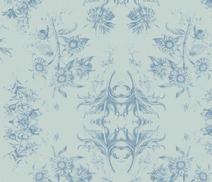 Sunflower Toile Lite Aqua Blue Chalk Wallcovering