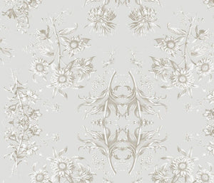 Sunflower Toile Old Grey Biscuit Wallcovering