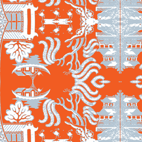 Willow Orange Punch Sky Fabric