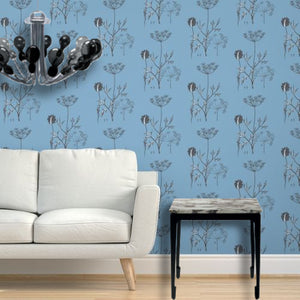 Queens Lace Cornflower Noir Wallcovering