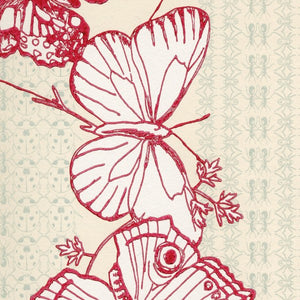 Bugs & Butterflies Raspberry Wallpaper