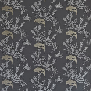 Coral Charcoal Gold Wallpaper