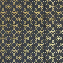 Load image into Gallery viewer, Honey Bees Gold On Charcoal Wallpaper