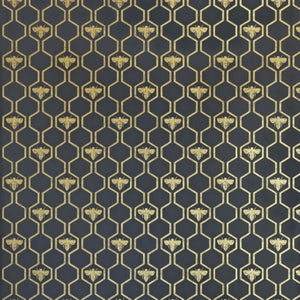 Honey Bees Gold On Charcoal Wallpaper