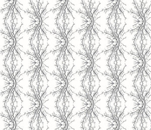 Coral Branchy White Noir Fabric