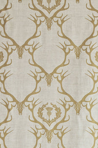 Deer Damask - Gold Fabric