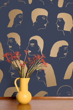 Load image into Gallery viewer, Women - Gold on Charcoal Wallcovering