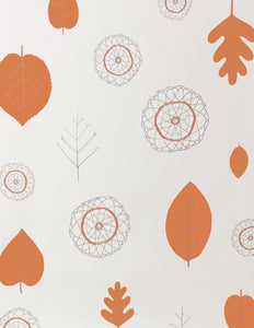 A View of The Woods - Coquelicot and Mink on Cream Wallcovering