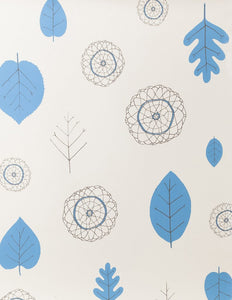 A View of The Woods - Delft Blue and Mink on Cream Wallcovering