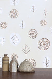 A View of The Woods - White and Mink on Cream Wallcovering
