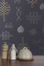 Load image into Gallery viewer, After Chinterwink - Silver and Gold on Charcoal Wallcovering