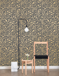 Ibo - Gold on Charcoal Wallcovering