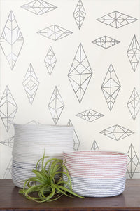 Indian Summer - Silver and White on Cream Wallcoverning