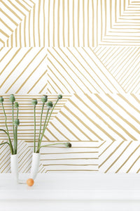 Parquet- Gold on Cream Wallcovering