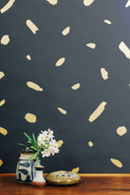 Load image into Gallery viewer, Pas De Trois - Gold on Charcoal Wallcovering