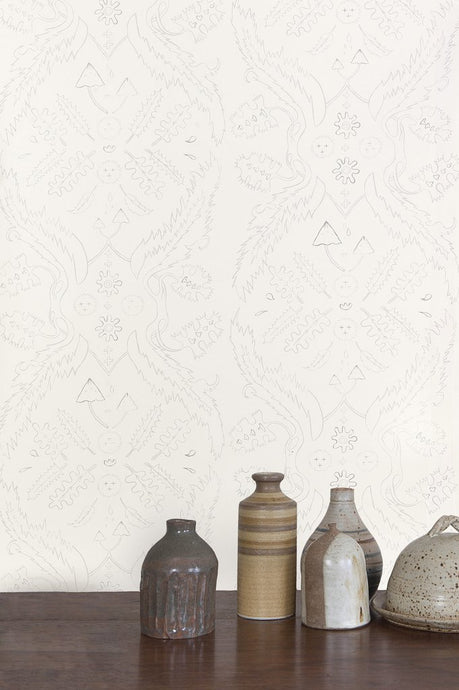 Salad Days - Quartz and Silver on Cream Wallcovering