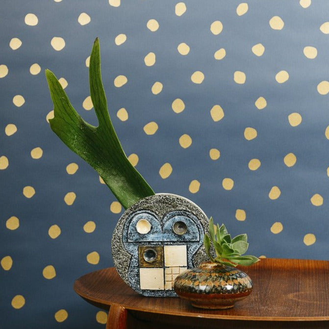 Sisters of The Sun - Gold on Navy Wallcovering