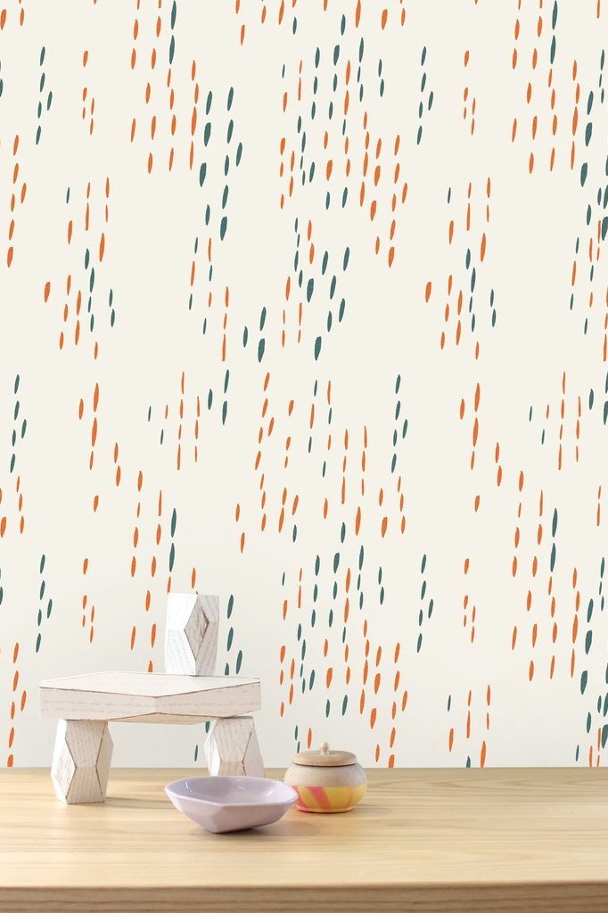 The Sou'Wester - Aquatic and Gloaming (Neon Orange) Wallcovering