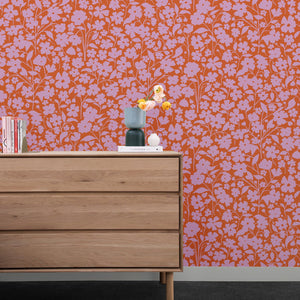 Posy - Pink on Red Wallcovering