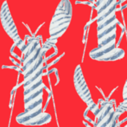 Lobster Stripe Poppy Fabric