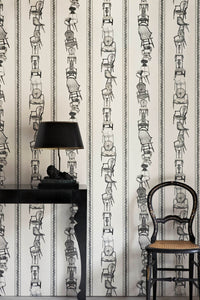 Chairs - Black On Parchment Wallcovering
