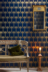 Marrakech Palm - Midnight Blue Wallcovering