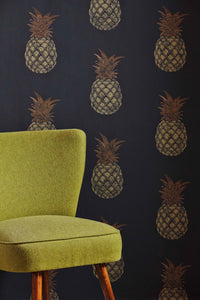 Pineapple - Charcoal Wallcovering