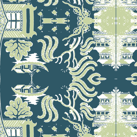 Willow Prussian Minty Fabric